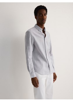 Reserved - Koszula regular fit z lnem - jasnoszary ze sklepu Reserved w kategorii Koszule męskie - zdjęcie 172629070