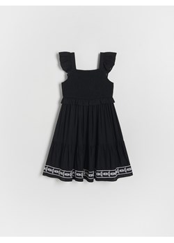 Reserved - Bawełniana sukienka z haftem - czarny ze sklepu Reserved w kategorii Sukienki dziewczęce - zdjęcie 172629454