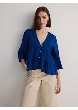 Reserved - Bluzka z wiskozą - niebieski ze sklepu Reserved w kategorii Bluzki damskie - zdjęcie 172629651