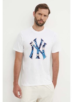 47 brand t-shirt bawełniany MLB New York Yankees męski kolor biały z nadrukiem BB017TEMECH610503WW ze sklepu ANSWEAR.com w kategorii T-shirty męskie - zdjęcie 172630410