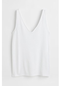 H & M - Koszulka z domieszką lnu - Biały ze sklepu H&M w kategorii Bluzki damskie - zdjęcie 172631043