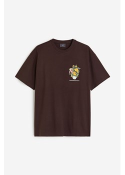 H & M - T-shirt z nadrukiem Relaxed Fit - Brązowy ze sklepu H&M w kategorii T-shirty męskie - zdjęcie 172631253