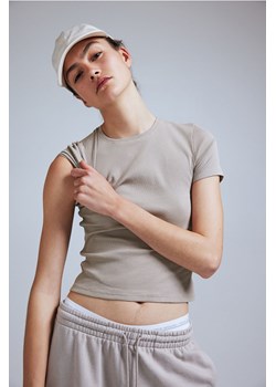 H & M - Dopasowany T-shirt - Brązowy ze sklepu H&M w kategorii Bluzki damskie - zdjęcie 172631320