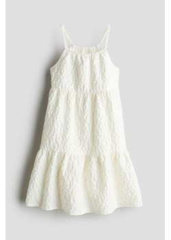 H & M - Falbaniasta sukienka z żakardowej tkaniny - Biały ze sklepu H&M w kategorii Sukienki dziewczęce - zdjęcie 172631442