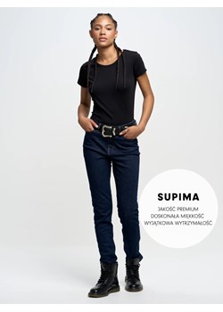 Koszulka damska z bawełny supima czarna Supiclassica 906 ze sklepu Big Star w kategorii Bluzki damskie - zdjęcie 172632390
