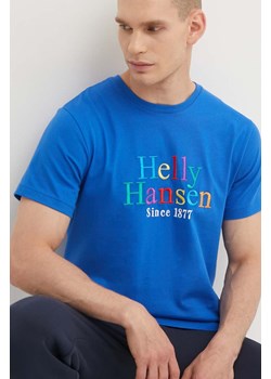 Helly Hansen t-shirt bawełniany kolor niebieski wzorzysty ze sklepu ANSWEAR.com w kategorii T-shirty męskie - zdjęcie 172640200