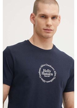 Helly Hansen t-shirt bawełniany kolor granatowy wzorzysty ze sklepu ANSWEAR.com w kategorii T-shirty męskie - zdjęcie 172640210