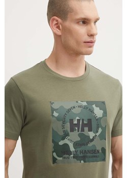 Helly Hansen t-shirt bawełniany kolor zielony wzorzysty ze sklepu ANSWEAR.com w kategorii T-shirty męskie - zdjęcie 172640214