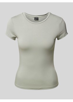 T-shirt z prążkowanym okrągłym dekoltem ze sklepu Peek&Cloppenburg  w kategorii Bluzki damskie - zdjęcie 172640871