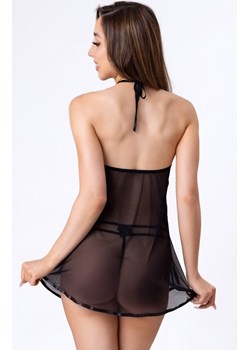 Czarny komplet koszulka tiulowa i stringi Morella, Kolor czarny, Rozmiar S/M, LivCo Corsetti Fashion ze sklepu Intymna w kategorii Komplety bielizny damskiej - zdjęcie 172643011