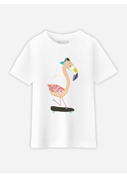 WOOOP Koszulka &quot;Flamingo Skater&quot; w kolorze białym ze sklepu Limango Polska w kategorii Bluzki dziewczęce - zdjęcie 172643430