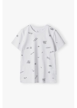 Biały t-shirt bawełniany z nadrukiem dla chłopca ze sklepu 5.10.15 w kategorii T-shirty chłopięce - zdjęcie 172645144