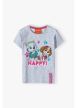 Bawełniany t-shirt dziewczęcy Psi Patrol - szary ze sklepu 5.10.15 w kategorii Bluzki dziewczęce - zdjęcie 172645251