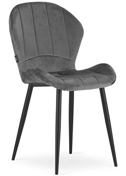 Ciemnoszare krzesło metalowe tapicerowane do jadalni - Edi 3X ze sklepu Edinos.pl w kategorii Krzesła - zdjęcie 172646193