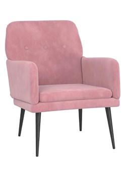 Różowy welurowy fotel wypoczynkowy - Efestos ze sklepu Edinos.pl w kategorii Fotele - zdjęcie 172646372