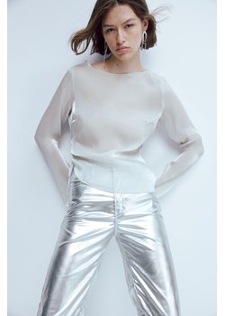 H & M - Prześwitujący asymetryczny top - Szary ze sklepu H&M w kategorii Bluzki damskie - zdjęcie 172648072