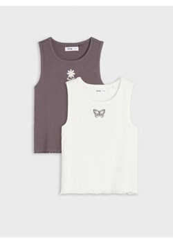 Sinsay - Koszulki 2 pack - wielobarwny ze sklepu Sinsay w kategorii Bluzki dziewczęce - zdjęcie 172649172