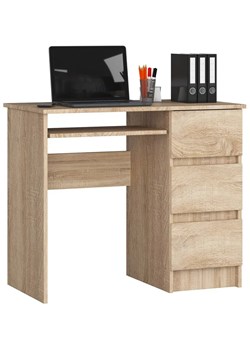 Skandynawskie biurko z półką dąb sonoma - Miren 4X ze sklepu Edinos.pl w kategorii Biurka i sekretarzyki - zdjęcie 172649680