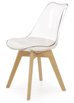 Przezroczyste krzesło z poduszką w stylu skandynawskim - Edwin ze sklepu Edinos.pl w kategorii Krzesła - zdjęcie 172649711