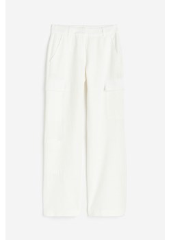 H & M - Spodnie cargo z domieszką lnu - Biały ze sklepu H&M w kategorii Spodnie damskie - zdjęcie 172651651