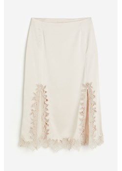H & M - Satynowa spódnica z koronką - Beżowy ze sklepu H&M w kategorii Spódnice - zdjęcie 172651702