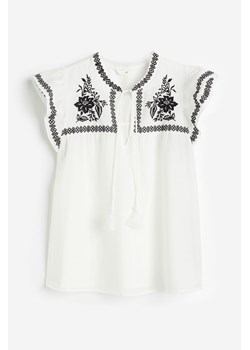 H & M - Wyszywana bluzka - Biały ze sklepu H&M w kategorii Bluzki damskie - zdjęcie 172651711