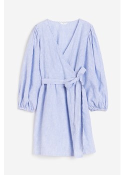 H & M - Kopertowa sukienka z domieszką lnu - Niebieski ze sklepu H&M w kategorii Sukienki - zdjęcie 172651794