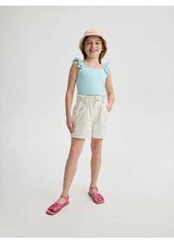 Reserved - Jeansowe szorty paperbag - złamana biel ze sklepu Reserved w kategorii Spodenki dziewczęce - zdjęcie 172652824