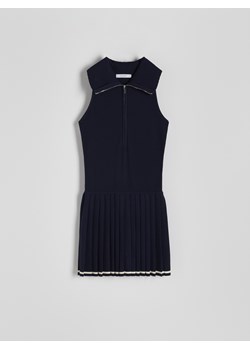 Reserved - Dzianinowa sukienka mini w sportowym stylu - granatowy ze sklepu Reserved w kategorii Sukienki - zdjęcie 172653004