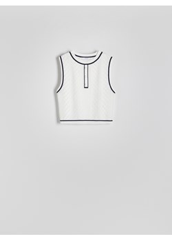 Reserved - Dzianinowy top z wiskozą - złamana biel ze sklepu Reserved w kategorii Bluzki damskie - zdjęcie 172653034