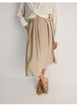 Reserved - Spódnica midi z paskiem - brązowy ze sklepu Reserved w kategorii Spódnice - zdjęcie 172653170