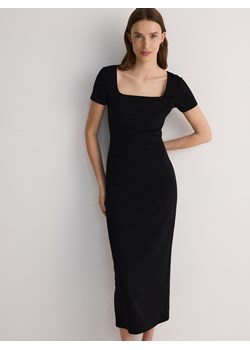 Reserved - Sukienka midi z rozcięciem - czarny ze sklepu Reserved w kategorii Sukienki - zdjęcie 172653200