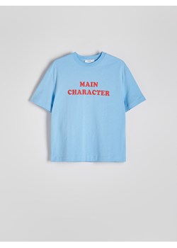 Reserved - T-shirt z napisem - jasnoniebieski ze sklepu Reserved w kategorii Bluzki damskie - zdjęcie 172653212
