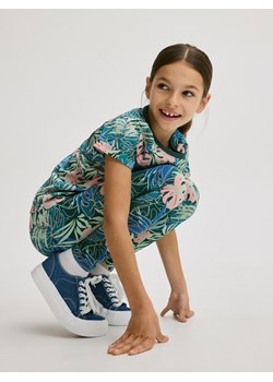 Reserved - Wzorzyste legginsy - ciemnozielony ze sklepu Reserved w kategorii Spodnie dziewczęce - zdjęcie 172654971