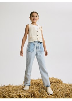 Reserved - Jeansy straight fit z efektem sprania - niebieski ze sklepu Reserved w kategorii Spodnie dziewczęce - zdjęcie 172654993