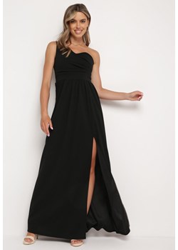 Czarna Elegancka Rozkloszowana Sukienka na Jedno Ramię Wistlia ze sklepu Born2be Odzież w kategorii Sukienki - zdjęcie 172655674