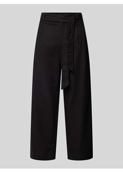 Spodnie lniane z szeroką,skróconą nogawką ze sklepu Peek&Cloppenburg  w kategorii Spodnie damskie - zdjęcie 172656034
