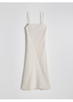 Reserved - Sukienka midi z wiskozy - beżowy ze sklepu Reserved w kategorii Sukienki - zdjęcie 172656661