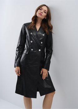 Czarny długi skórzany płaszcz damski ze sklepu OCHNIK w kategorii Płaszcze damskie - zdjęcie 172656971
