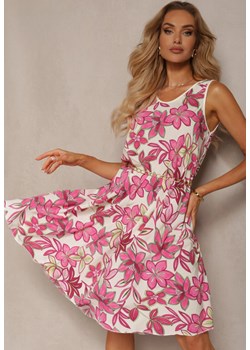 Różowa Rozkloszowana Casualowa Sukienka z Wiskozy na Grubszych Ramiączkach Fulena ze sklepu Renee odzież w kategorii Sukienki - zdjęcie 172657043