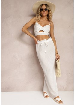 Biała Spódnica z Gumką w Talii Tiamantee ze sklepu Renee odzież w kategorii Spódnice - zdjęcie 172657223