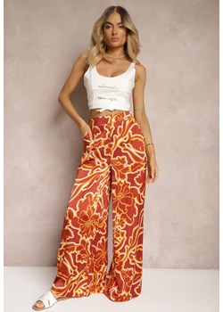 Brązowe Spodnie High Waist z Szerokimi Nogawkami Nulea ze sklepu Renee odzież w kategorii Spodnie damskie - zdjęcie 172657443
