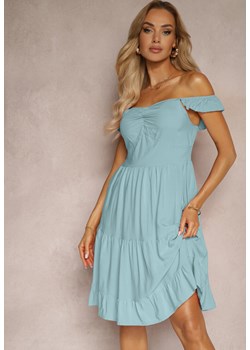 Jasnoniebieska Rozkloszowana Sukienka na Ramiączkach z Falbanką Remati ze sklepu Renee odzież w kategorii Sukienki - zdjęcie 172658034
