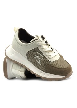 Sneakersy damskie sznurowane - Artiker 54C1468, biało- beżowe ze sklepu ulubioneobuwie w kategorii Buty sportowe damskie - zdjęcie 172658224
