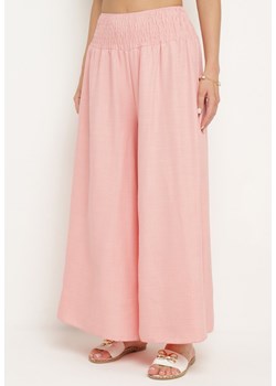 Różowe Spodnie z Szerokimi Nogawkami z Wysokim Stanem Juvolia ze sklepu Born2be Odzież w kategorii Spodnie damskie - zdjęcie 172658920