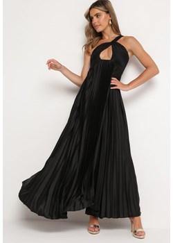 Czarna Plisowana Sukienka na Jedno Ramię z Gumką w Pasie Elasha ze sklepu Born2be Odzież w kategorii Sukienki - zdjęcie 172658980