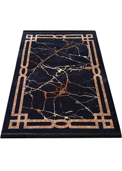 Czarny dywan ze złotymi wzorami - Zewix ze sklepu Edinos.pl w kategorii Dywany - zdjęcie 172661411