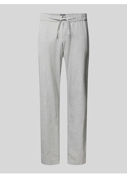 Spodnie lniane o kroju regular fit z tunelem model ‘MARIO’ ze sklepu Peek&Cloppenburg  w kategorii Spodnie męskie - zdjęcie 172662212