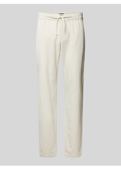 Spodnie lniane o kroju regular fit z tunelem model ‘MARIO’ ze sklepu Peek&Cloppenburg  w kategorii Spodnie męskie - zdjęcie 172662332