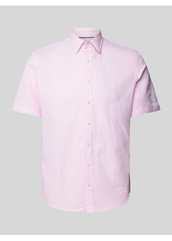 Koszula lniana o kroju slim fit z kołnierzykiem typu kent ze sklepu Peek&Cloppenburg  w kategorii Koszule męskie - zdjęcie 172662353